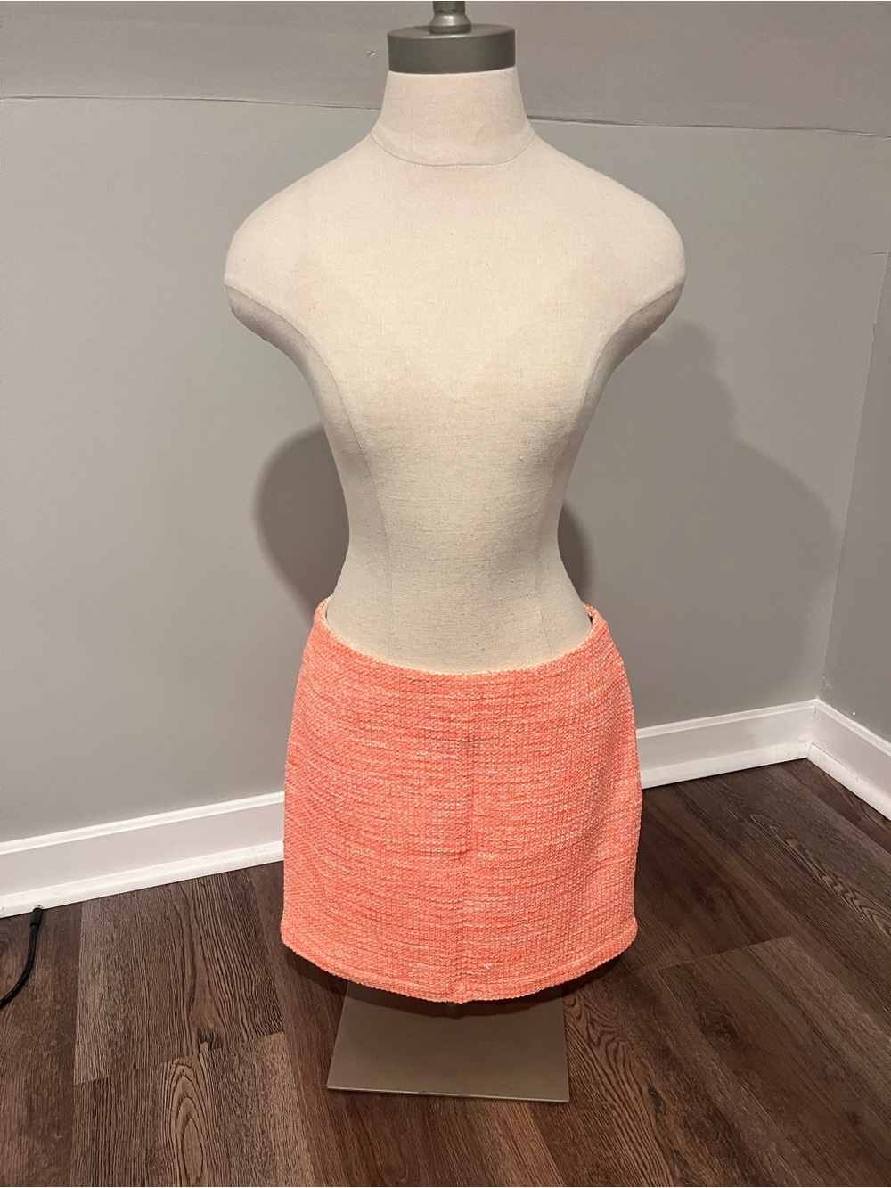 Madewell Coral Tweed Mini Skirt